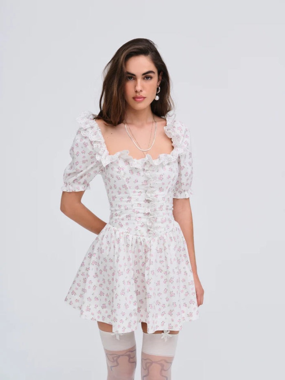 FOR LOVE & LEMONS NOAM MINI DRESS 100% cotton